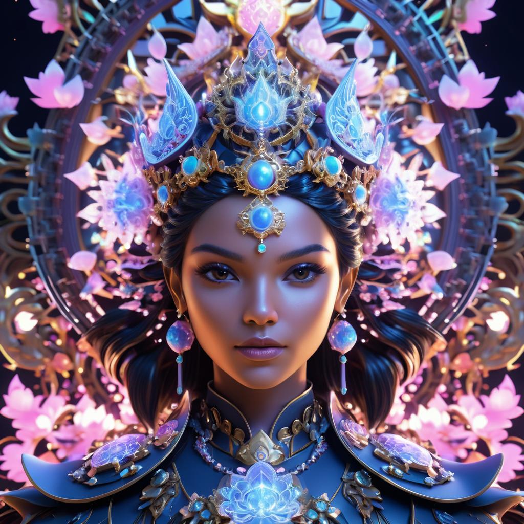 Warrior Princess Amidst Fractal Wonders