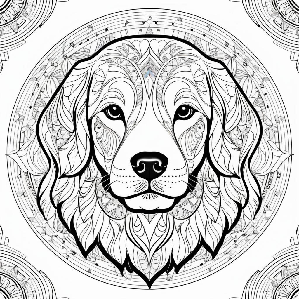 Whimsical Golden Retriever Mandala Art