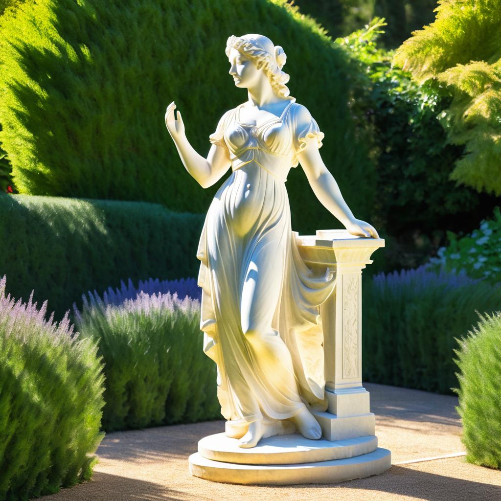 Impressionist Muse Sculpture in Sunlit Garden