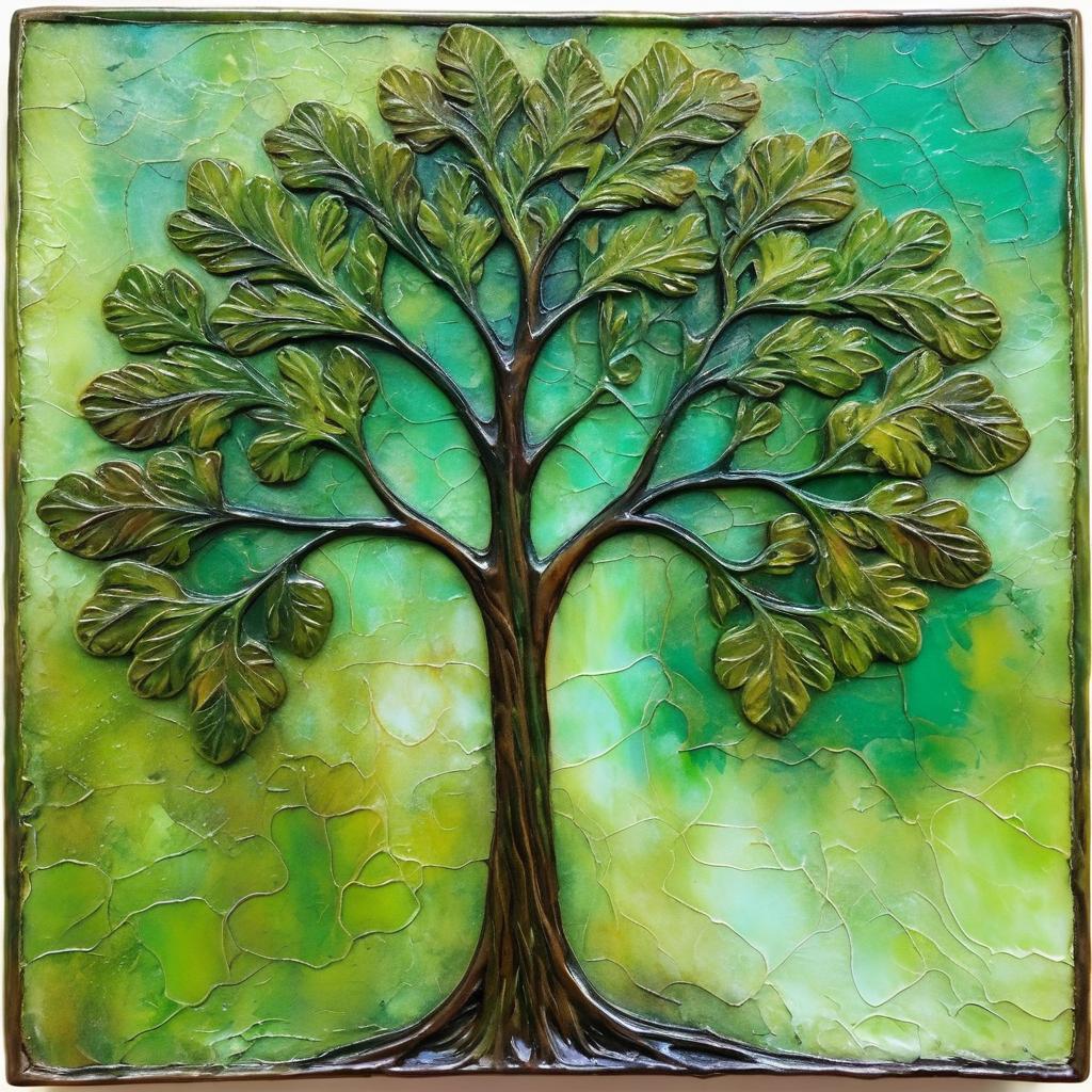 Abstract Botanical Encaustic Tree Art