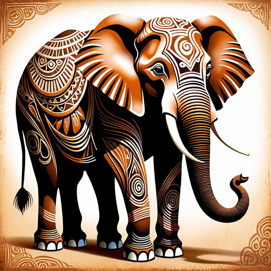 Intricate Tribal Elephant Portrait Art