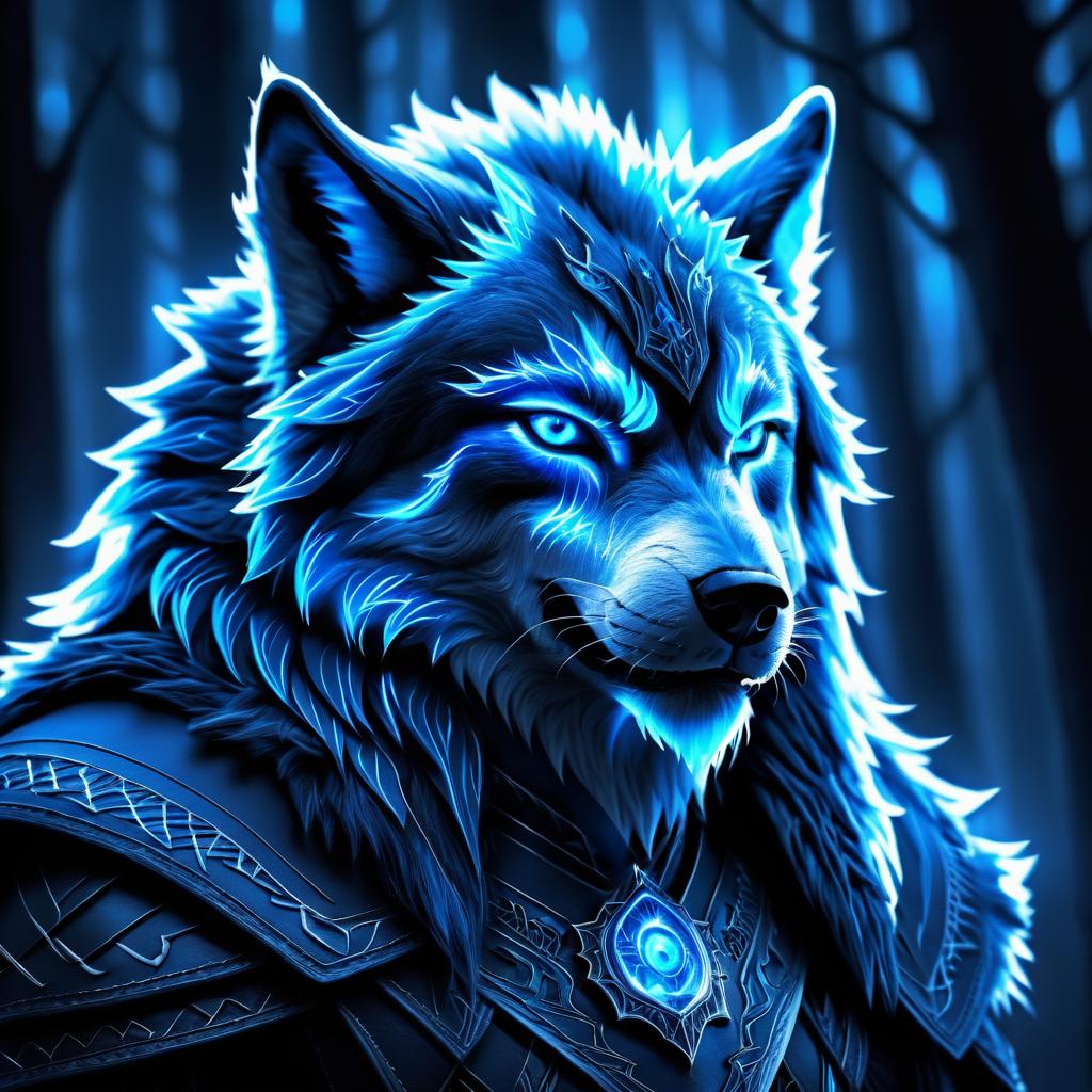 Eerie Wolf Person in Fantasy Setting