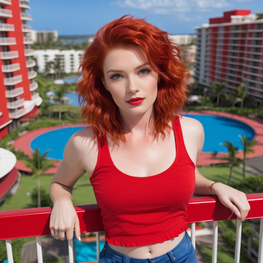 Fiery Red Hair at a Carnival Fair