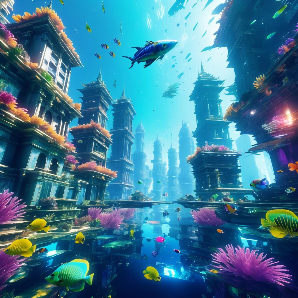 Epic Underwater Gaming Battlefield Scene