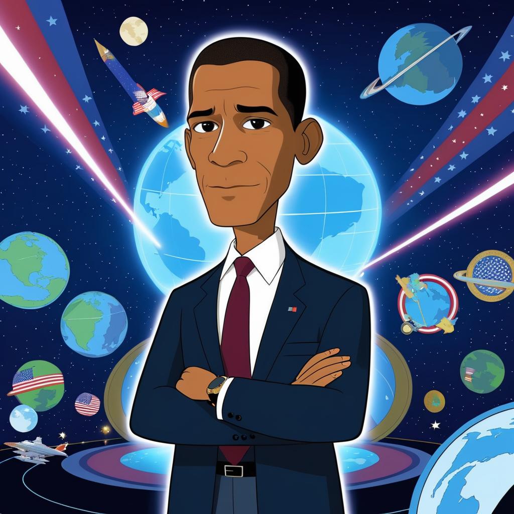 Barack Obama in Futurama Animation Style