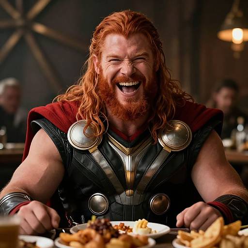 Epic Realistic Red-Haired Thor Feast