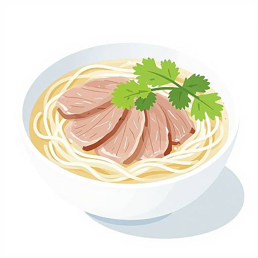 Minimalist Pho Bo Soup Illustration