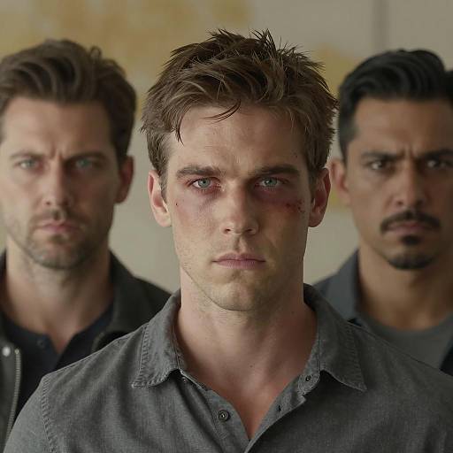 Three Serious Men Close-up Portrait