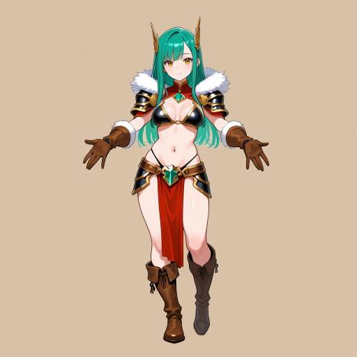 Mocha Warrior with Jade Hair and Daggers Mocha Warrior with Jade Hair and Daggers