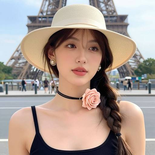 Realistic Parisian Female Fashion Portrait