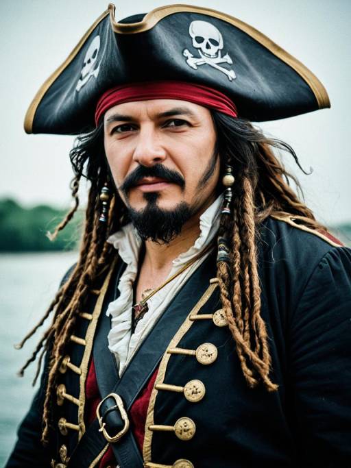 Man in Pirate Costume with Tricorn Hat