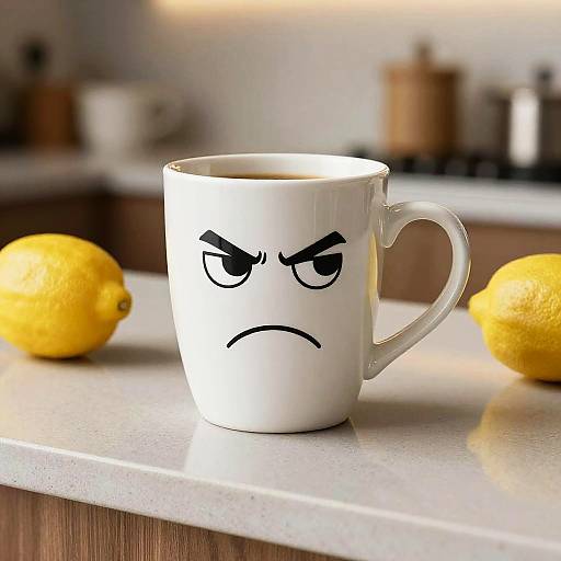 Realistic Anthropomorphic Coffee Cup Scene