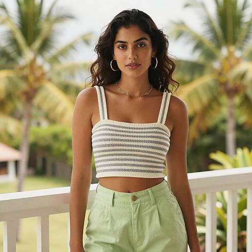 Svelte Woman on Tropical Balcony
