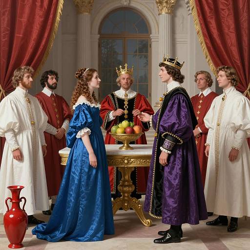 Regal Court Scene with Vibrant Details