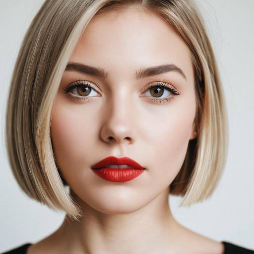 Close-Up Portrait of Young Woman with Red Lipstick