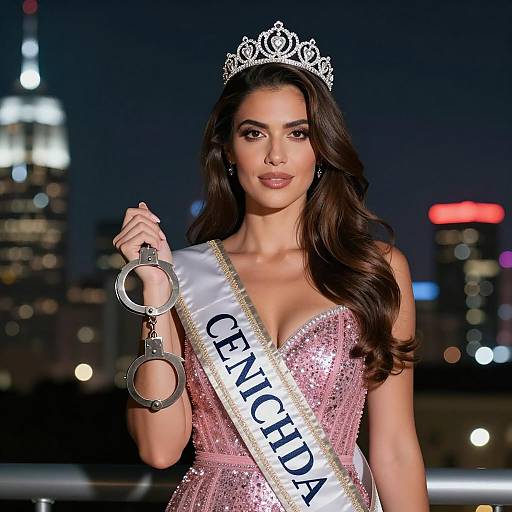 Elegant Nighttime Queen in City Lights