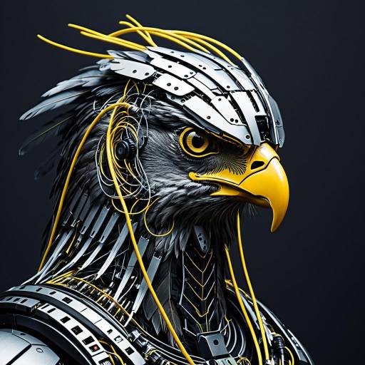 Futuristic Cyborg Hawk Portrait Design