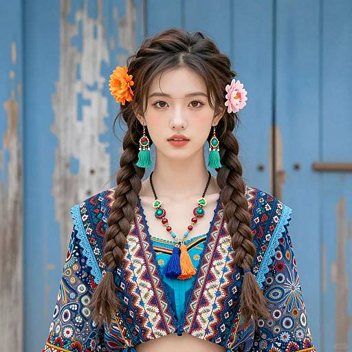 Colorful Portrait of a Young Woman