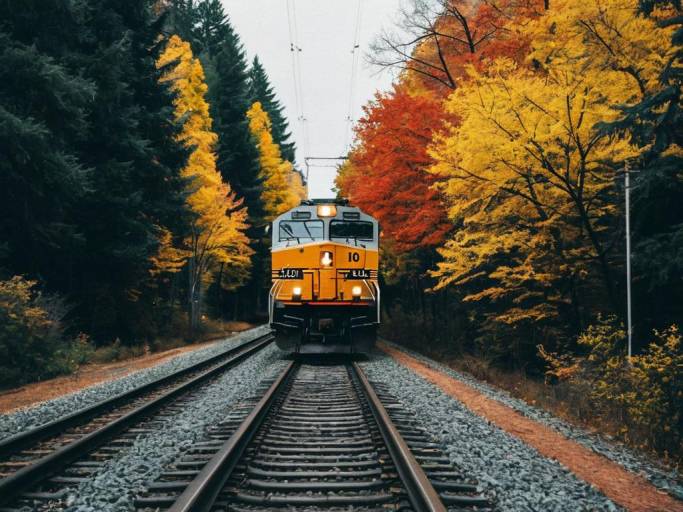 Scenic Fall Train Journey Wallpaper
