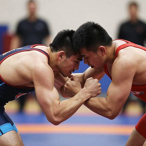 Two College Wrestlers in Clinch