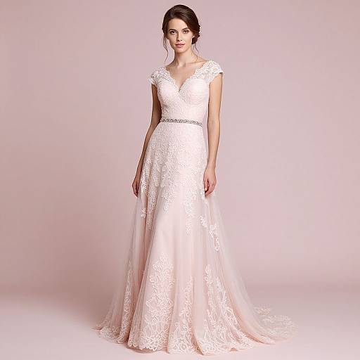 Elegant Pastel Pink Wedding Dress