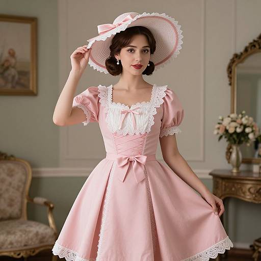 Southern Belle Woman in Pink Dress