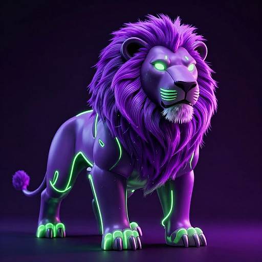 Neon Zergling Lion in Darkness
