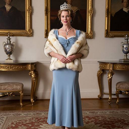 Regal Woman in Blue Dress
