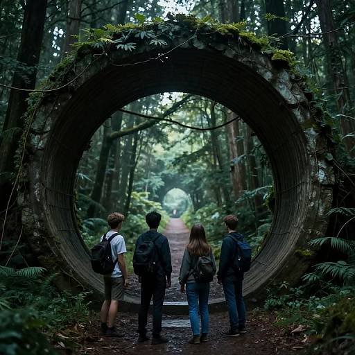 Teenagers by Glowing Time Portal