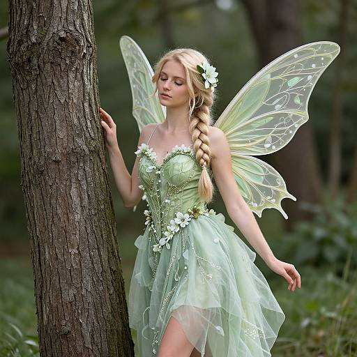 Garden Fairy Woman with Wings