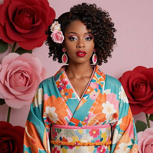 Confident African Woman with Rose Curls
