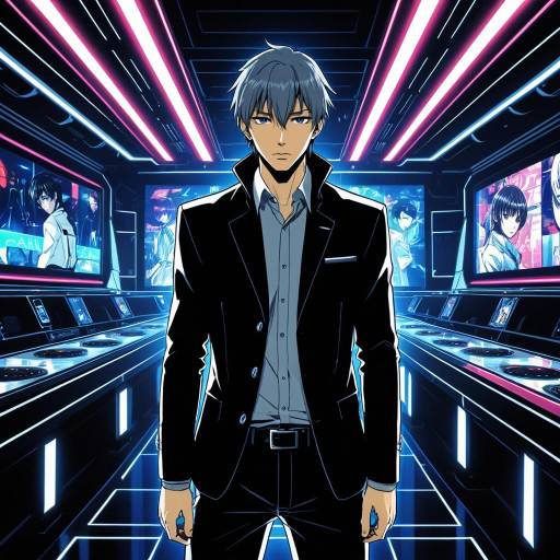 Anime Spy in Futuristic Neon Nightclub