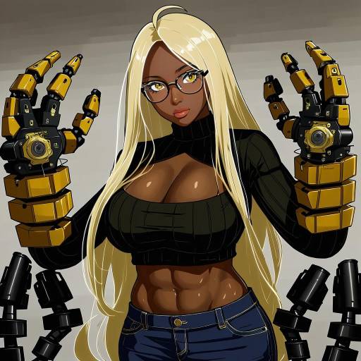 Illustration of Alma armas, va-11 hall-a in the style of Okitsugu