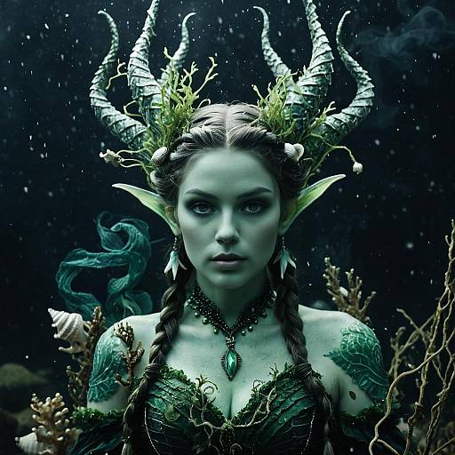 Fantasy Drowned Merfolk Woman Underwater