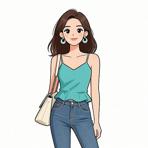 Smiling Woman in Casual Chic Outfit