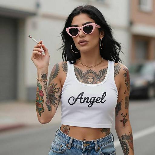 Tattooed Woman Urban Portrait