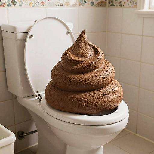 Hyper-Realistic Giant Poop in Bathroom