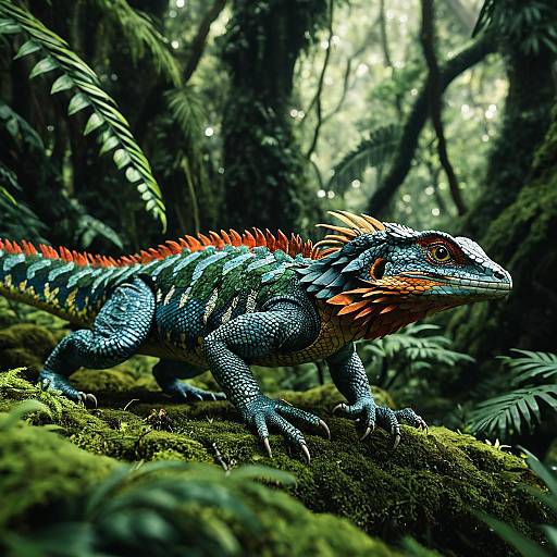 Crystal-Scaled Phoenix-Lizard Hybrid in Rainforest