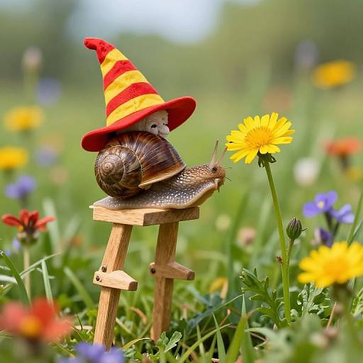 Elderly Snail Wizard in Wildflowers