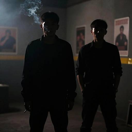 Mysterious Silhouette in Smoky Room