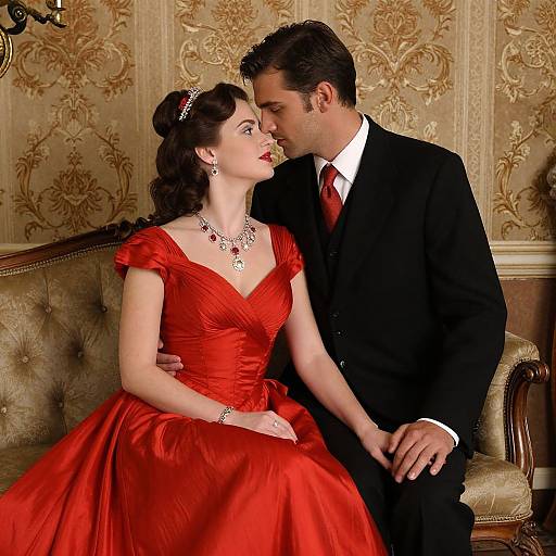 Elegant Romantic Couple in Vintage Setting