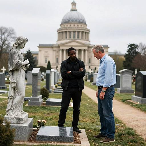 Cemetery Scene with Two Men