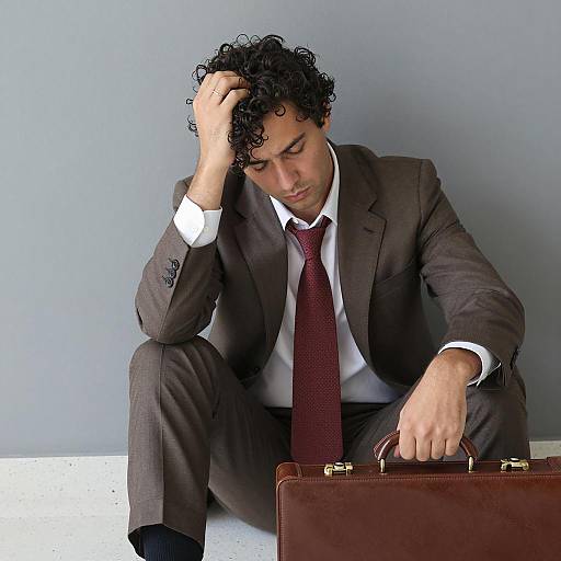 Tired Businessman in Brown Suit