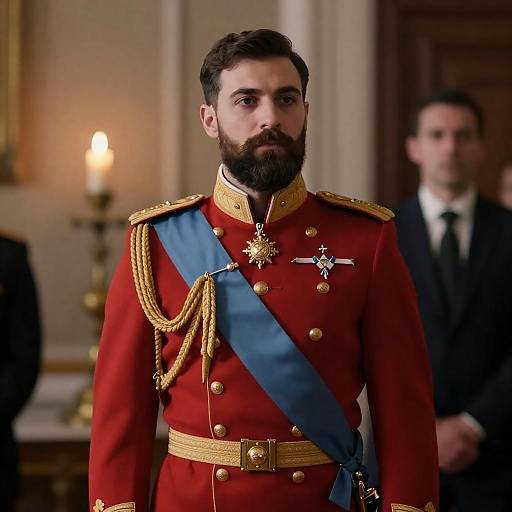 Bearded Officer in Ceremonial Uniform
