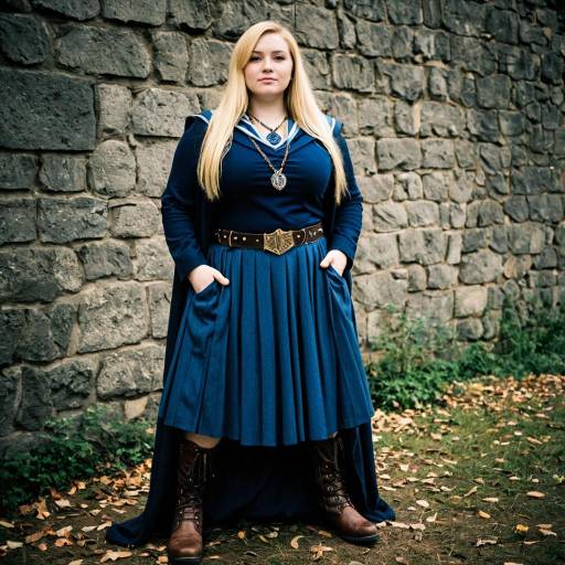 Plus Size Woman in Ravenclaw Costume Standing Outdoors