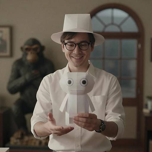 Whimsical Encounter with a Paper Creature