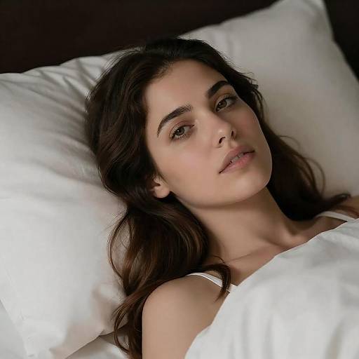 Contemplative Woman in Bed, Soft Light