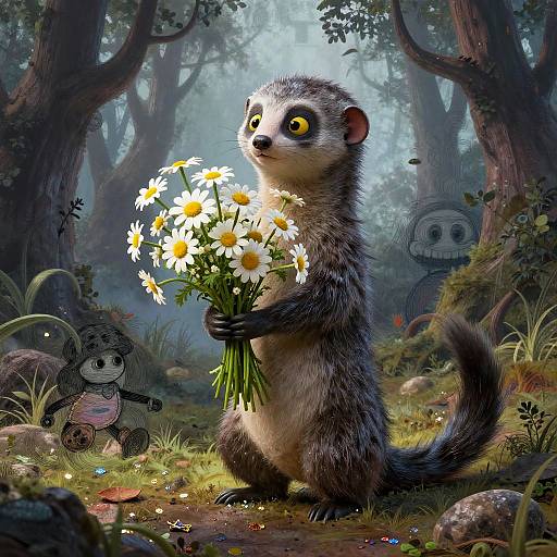 Tim Burton Style Cartoon Mongoose