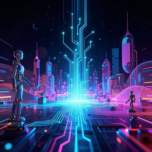 Futuristic Neon AI Cover Art