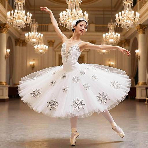 Ballerina in Snowflake Embroidered Gown